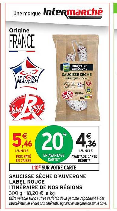 SAUCISSE SÈCHE D'AUVERGNE LABEL ROUGE