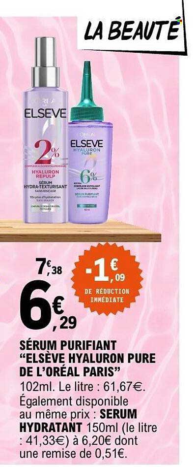 SÉRUM PURIFIANT "ELSEVE HYALURON PURE DE L'ORÉAL PARIS"