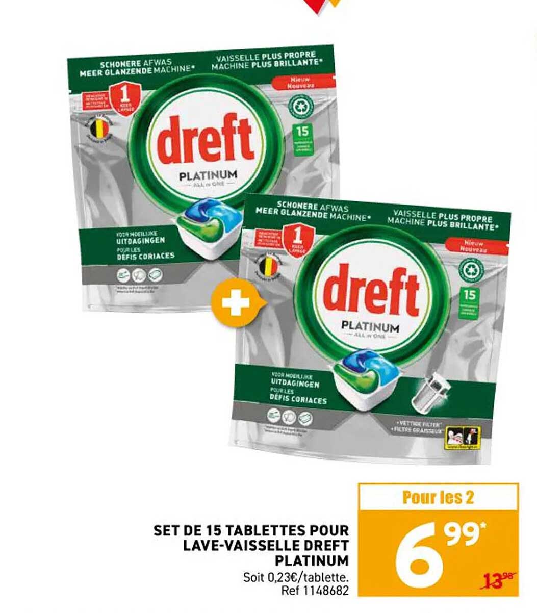 SET DE 15 TABLETTES POUR LAVE-VAISSELLE DREFT PLATINUM