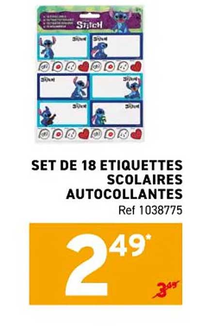 SET DE 18 ETIQUETTES SCOLAIRES AUTOCOLLANTES