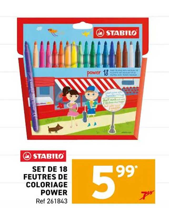SET DE 18 FEUTRES DE COLORIAGE POWER