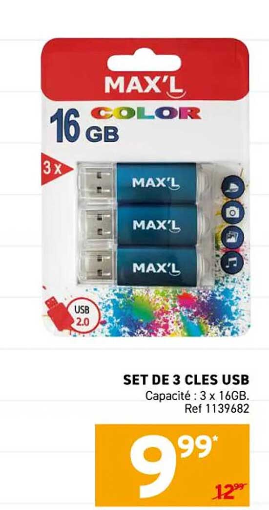 SET DE 3 CLES USB
