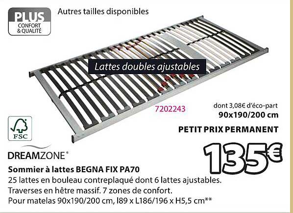 Sommier à lattes BEGNA FIX PA70