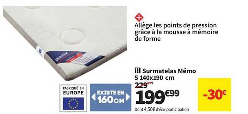 Surmatelas Mémo 5 140x190 cm