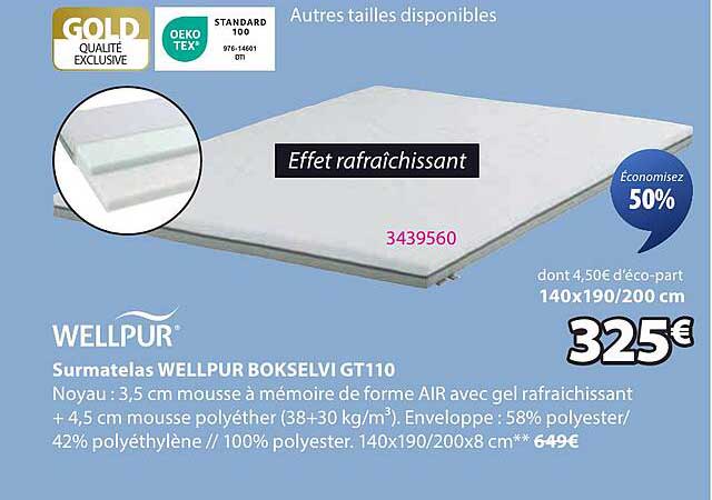 Surmatelas WELLPUR BOKSELVI GT110