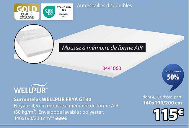 Surmatelas WELLPUR FRYA GT30