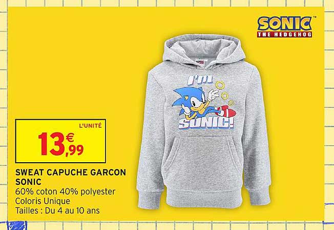 SWEAT CAPUCHE GARCON SONIC