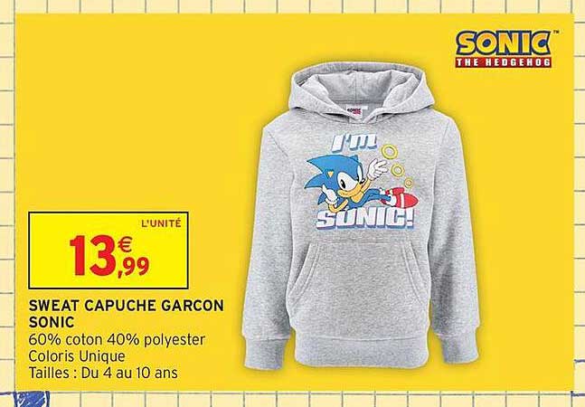 SWEAT CAPUCHE GARCON SONIC