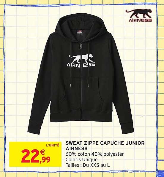 SWEAT ZIPPE CAPUCHE JUNIOR AIRNESS