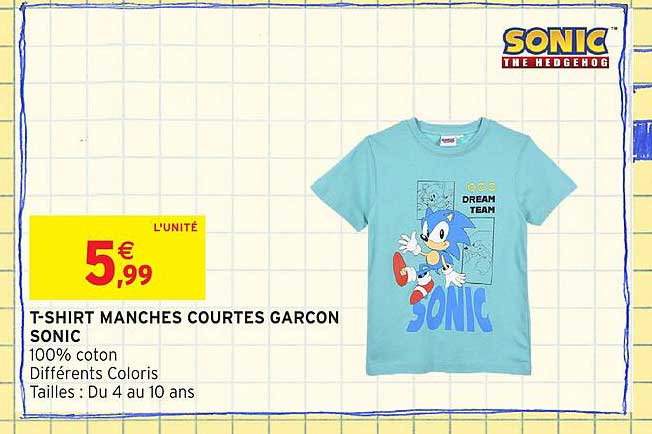 T-SHIRT MANCHES COURTES GARCON SONIC