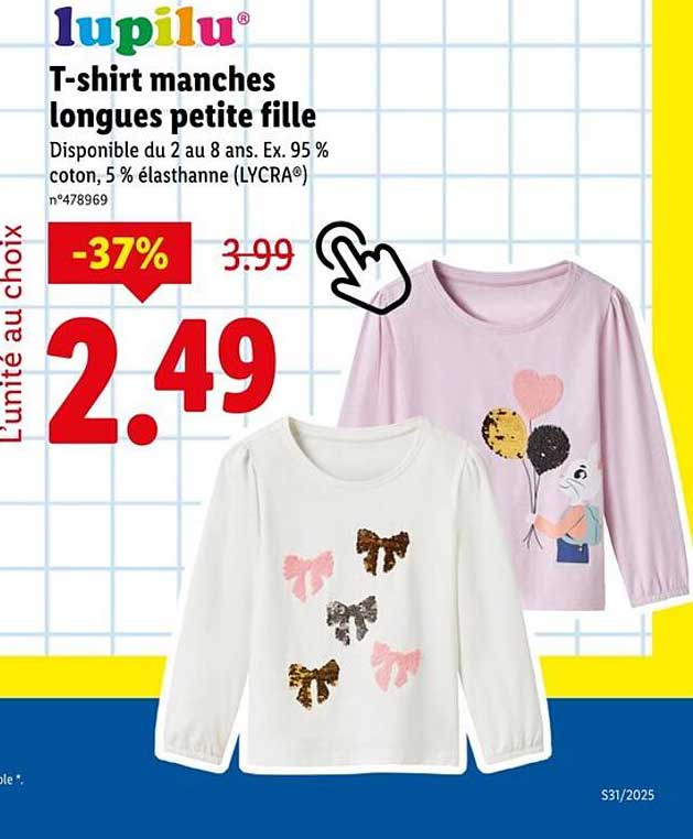 T-shirt manches longues petite fille