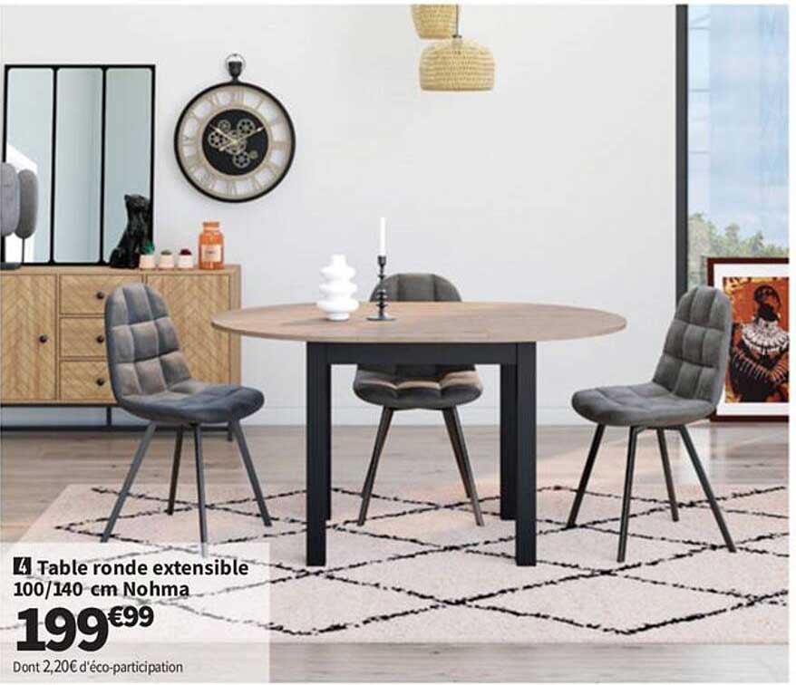 Table ronde extensible 100/140 cm Nohma