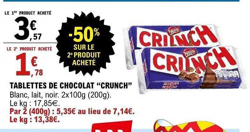 TABLETTES DE CHOCOLAT “CRUNCH”