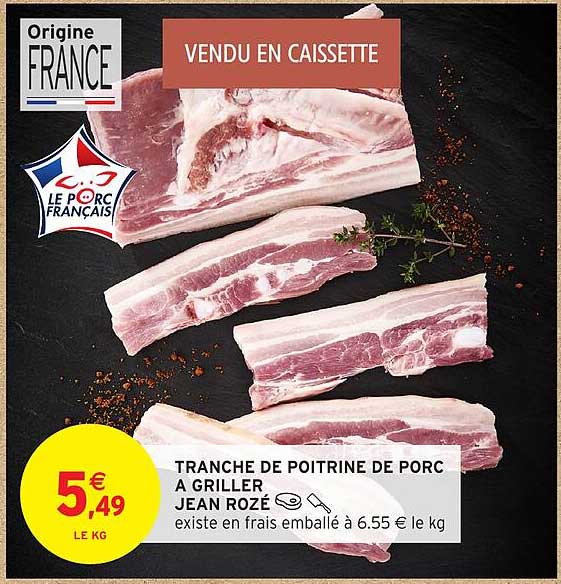 TRANCHE DE POITRINE DE PORC A GRILLER