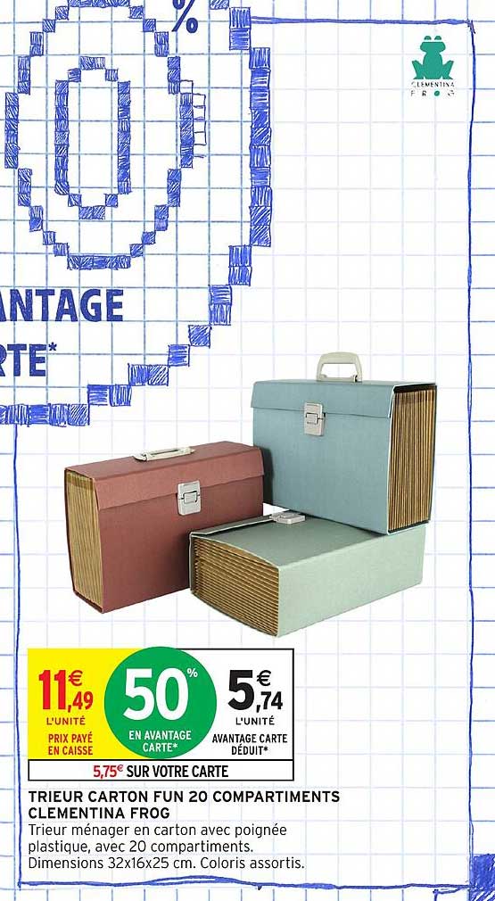 TRIEUR CARTON FUN 20 COMPARTIMENTS CLEMENTINA FROG