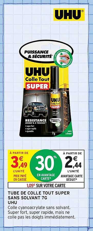 TUBE DE COLLE TOUT SUPER SANS SOLVANT 7G UHU