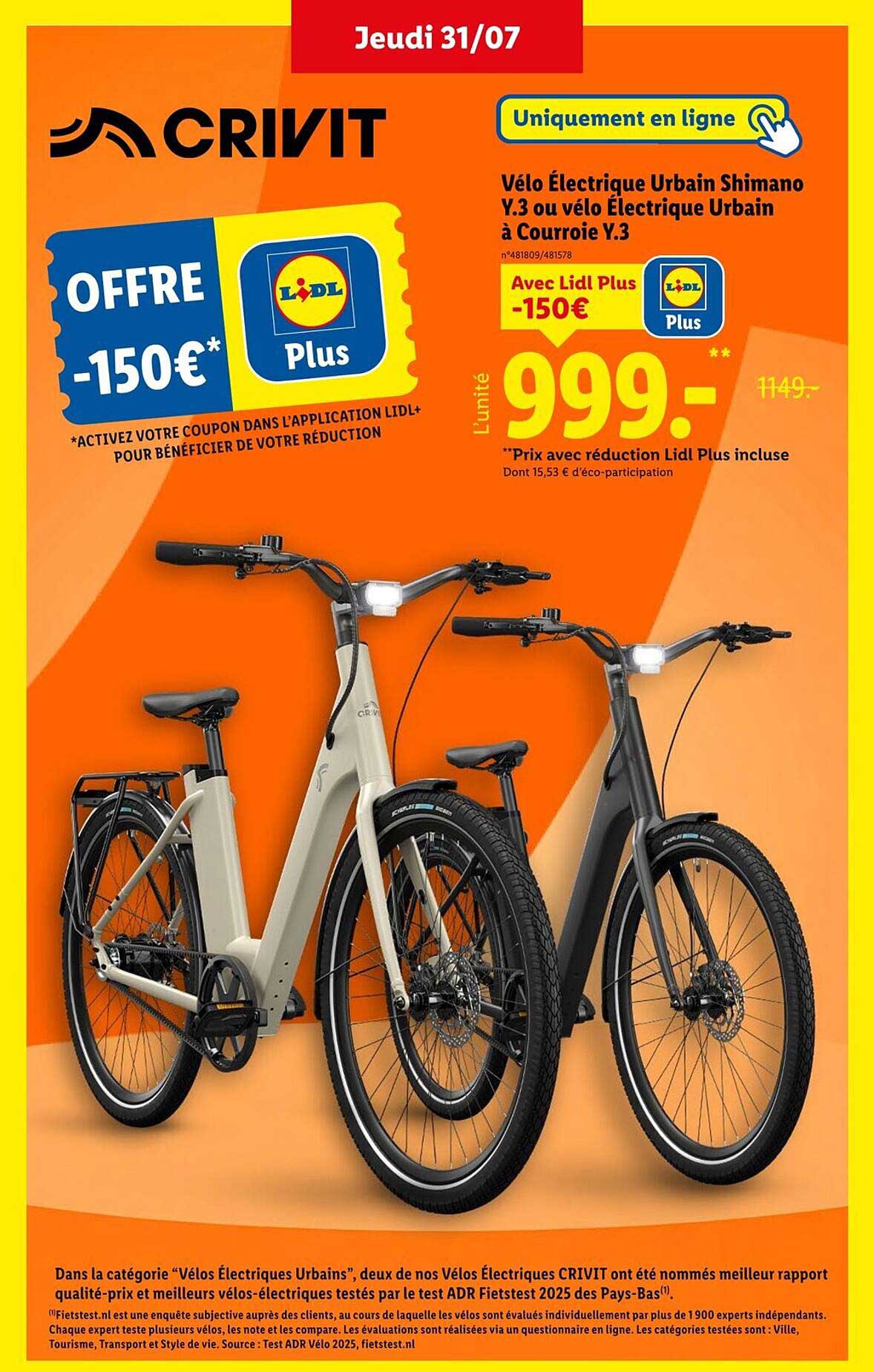Vélo Électrique Urbain Shimano Y.3 ou vélo Électrique Urbain à Courroie Y.3