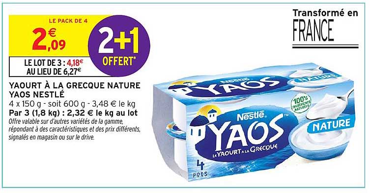 YAOURT À LA GREQUE NATURE YAOS NESTLÉ