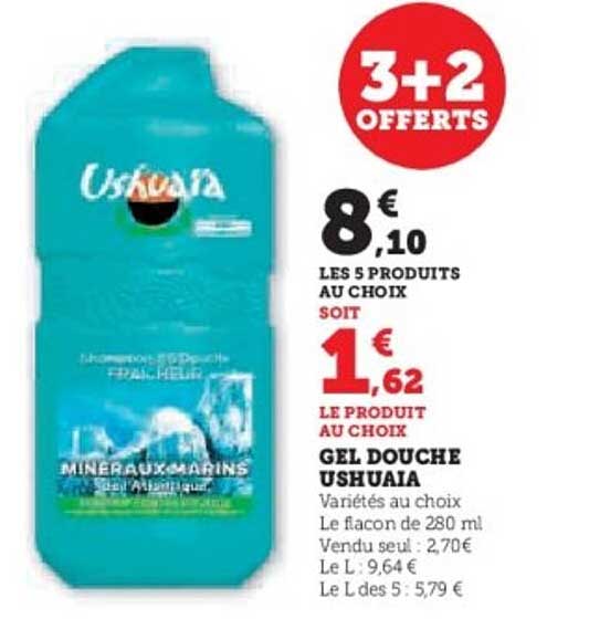 3 + 2 Offerts sur le Gel Douche Ushuaïa