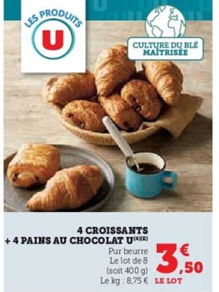 4 CROISSANTS + 4 PAINS AU CHOCOLAT U