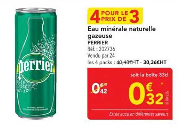 4 POUR LE PRIX DE 3 Eau minérale naturelle gazeuse PERRIER
