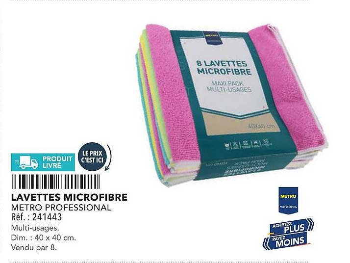 8 LAVETTES MICROFIBRE