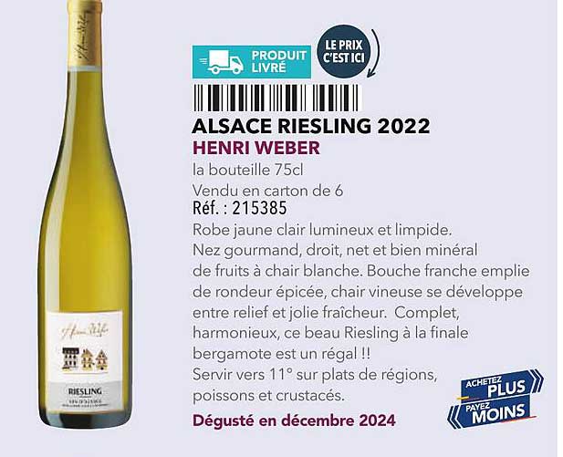 ALSACE RIESLING 2022 HENRI WEBER