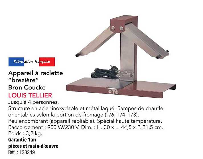 Appareil à raclette "brézière" Bron Coucke