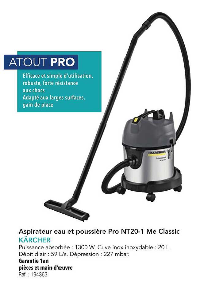 Aspirateur eau et poussière Pro NT20-1 Me Classic KÄRCHER