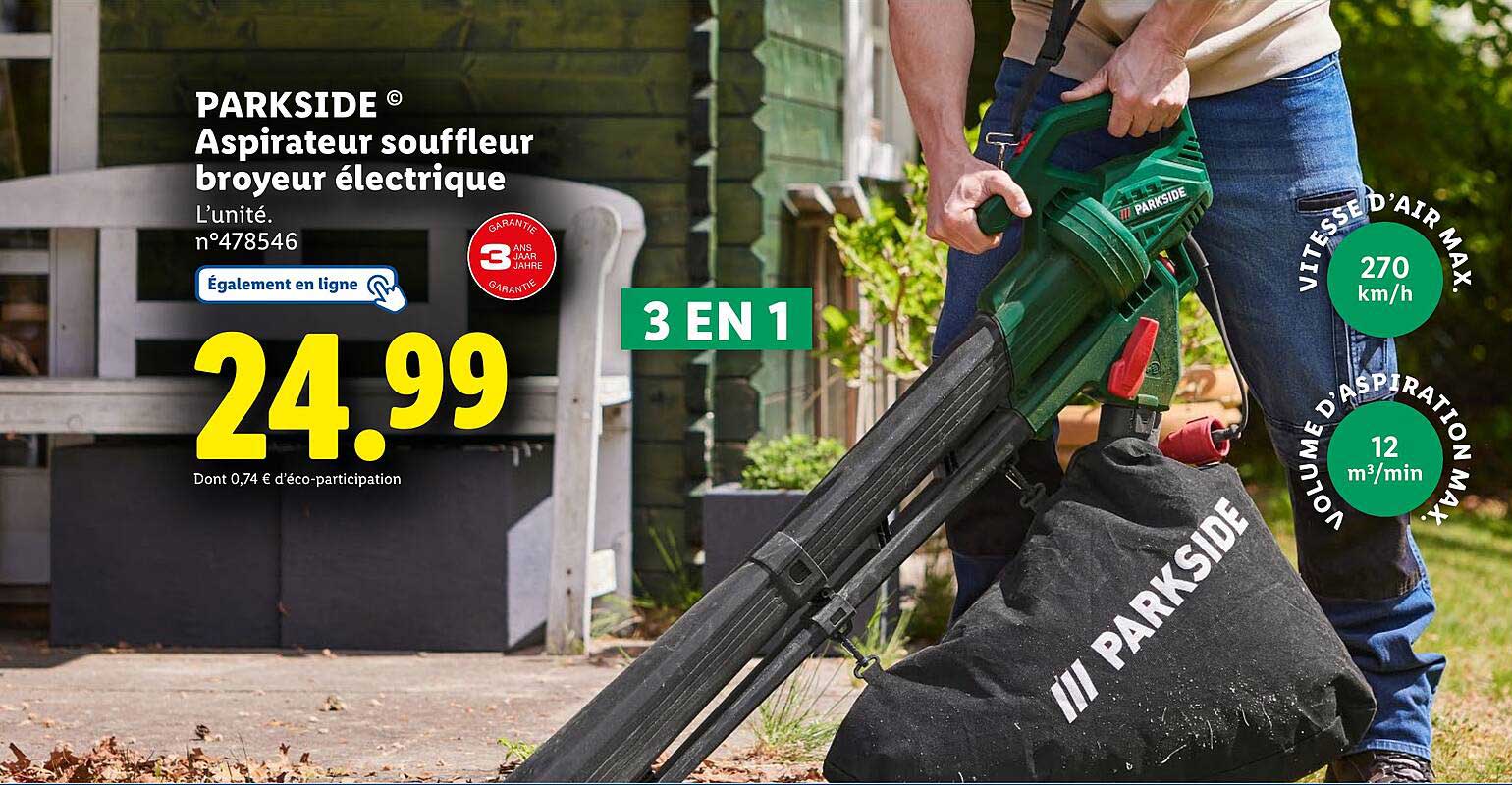Aspirateur souffleur broyeur électrique PARKSIDE