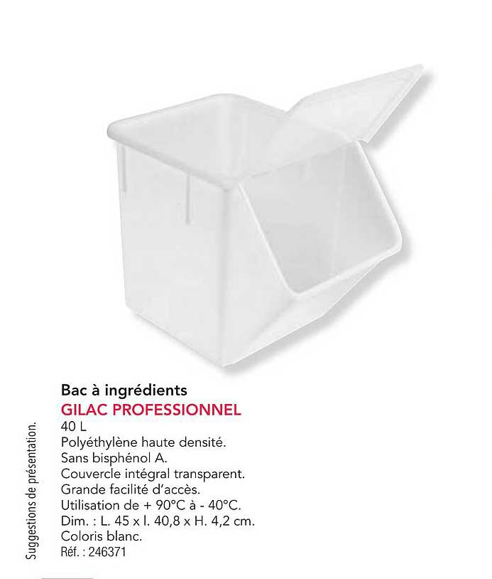 Bac à ingrédients GILAC PROFESSIONAL
