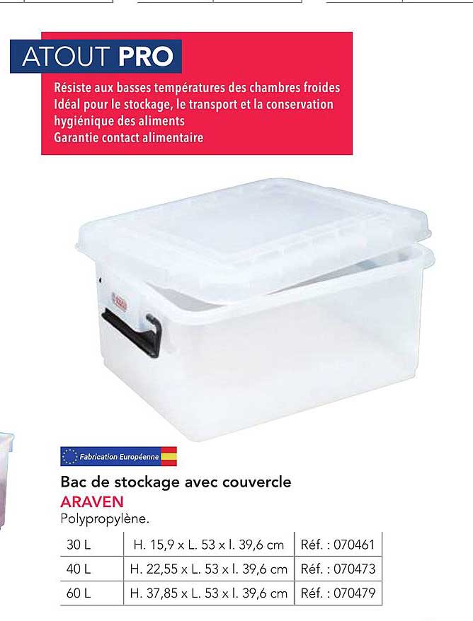 Bac de stockage avec couvercle ARAVEN