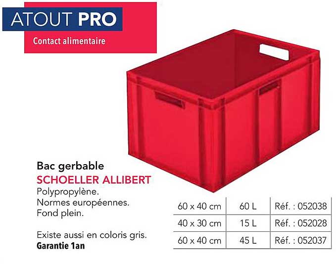 Bac gerbable SCOELLER ALLIBERT