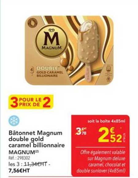 Bâtonnet Magnum double gold caramel milliardaire