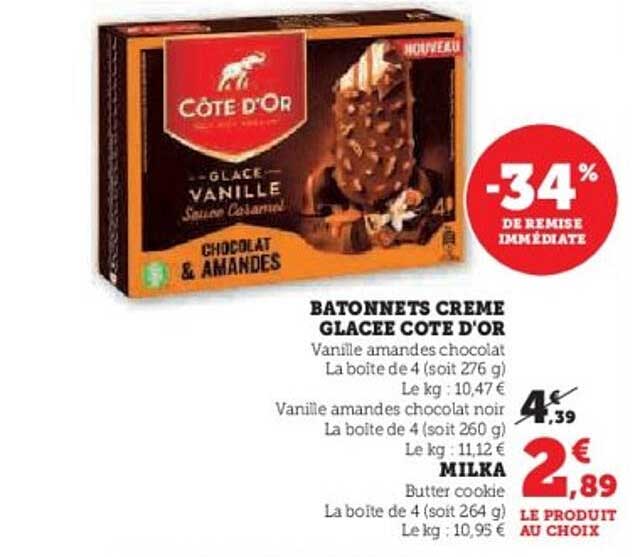 BATONNETS CREME GLACEE COTE D'OR