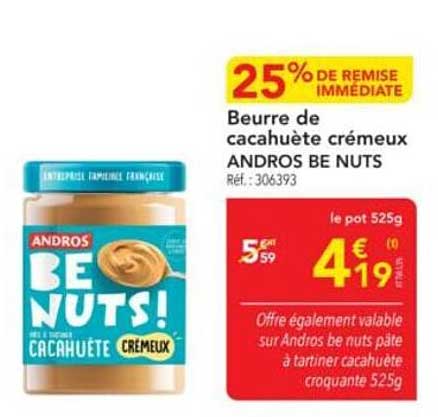 Beurre de cacahuète crémeux ANDROS BE NUTS