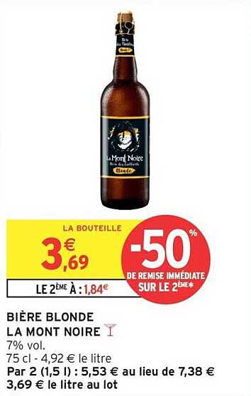 BIÈRE BLONDE LA MONT NOIRE