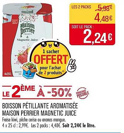 BOISSON PÉTILLANTE AROMATISÉE MAISON PERRIER MAGNETIC JUICE