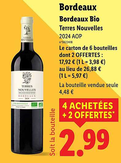Bordeaux Bio Terres Nouvelles 2024 AOP