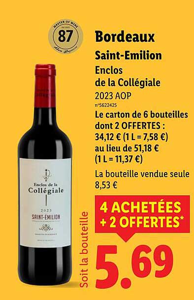 Bordeaux Saint-Emilion Enclos de la Collégiale 2023 AOP