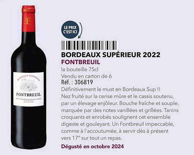 BORDEAUX SUPÉRIEUR 2022 FONTBREUIL
