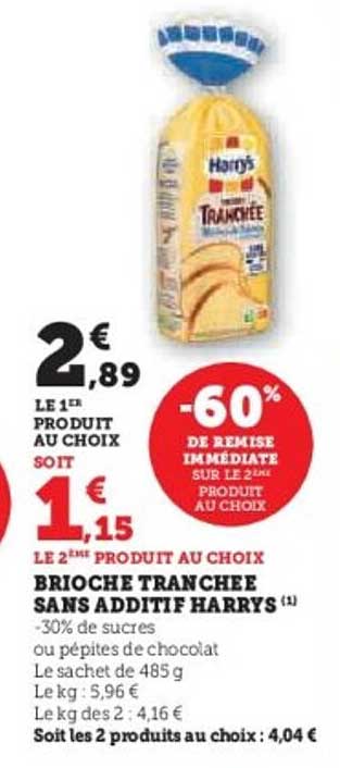 BRIOCHE TRANCHEE SANS ADDITIF HARRYS