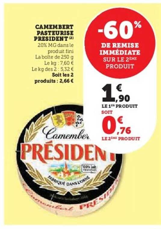 CAMEMBERT PASTEURISE PRESIDENT