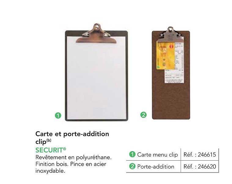 Carte et porte-addition clip SECURIT®