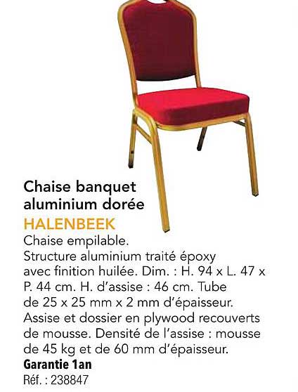 Chaise banquet aluminium dorée HALENBEEK