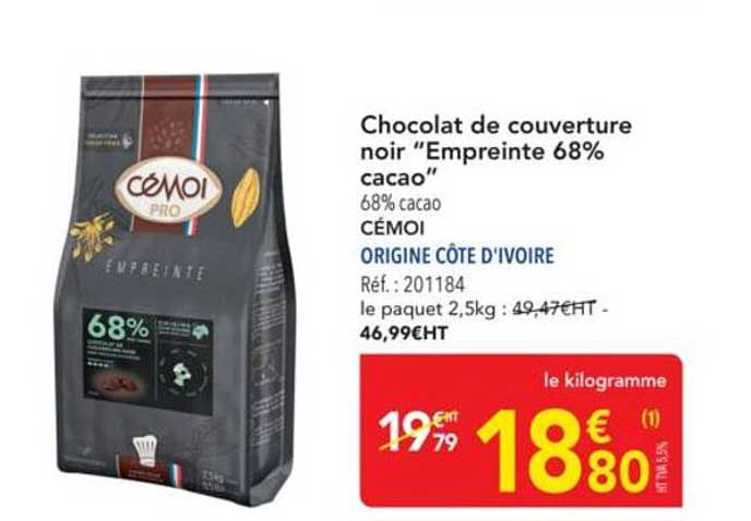Chocolat de couverture noir "Empreinte 68% cacao"