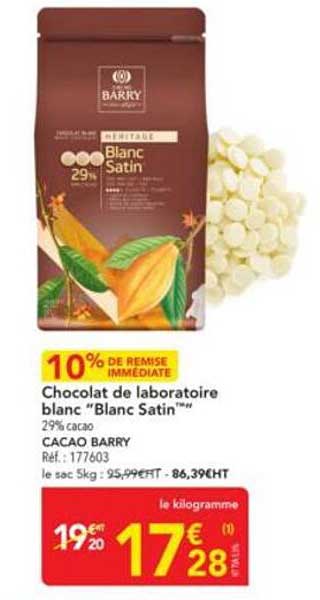 Chocolat de laboratoire blanc “Blanc Satin”