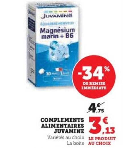 Compléments alimentaires Juvamine - Magnésium marin + B6