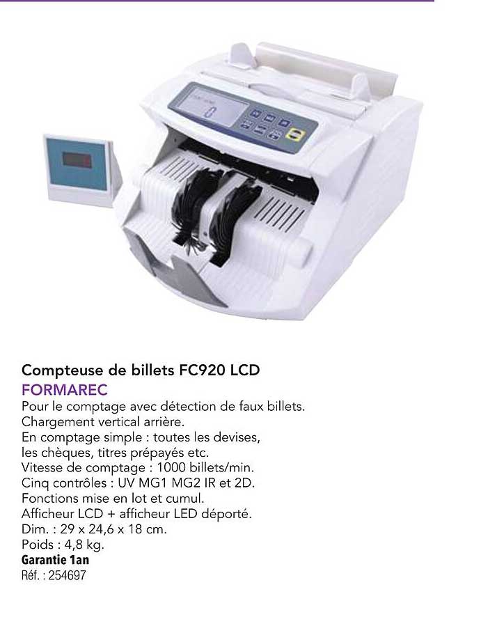 Compteuse de billets FC920 LCD FORMAREC
