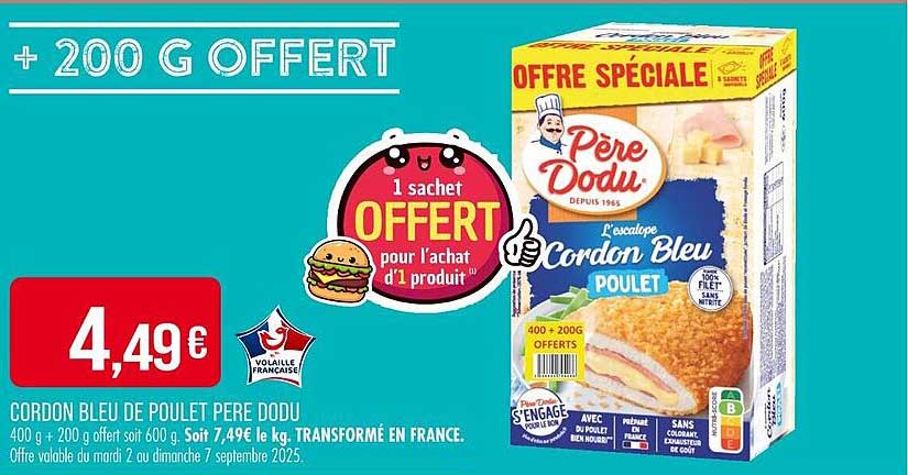 Cordon Bleu de Poulet Père Dodu + 200 G OFFERT